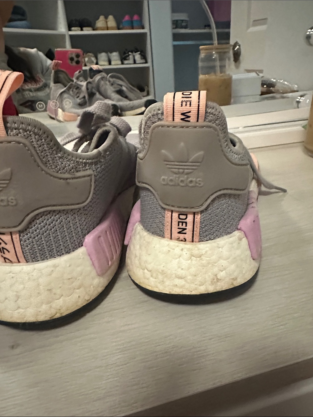 Adidas  NMD_R1 Grey Pink Athletic Sneakers